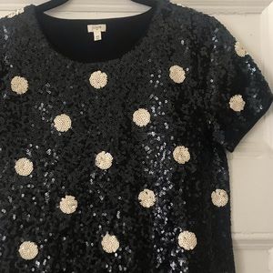 J.Crew Sequined Polka Dot Tee